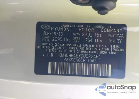 2013 Hyundai Elantra Gs from USA, damaged, VIN KMHDH6AEXDU022461
